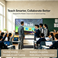 Tableau blanc interactif intelligent avec écran tactile 4K IFPD Android 15/16 pour réunions, avec suivi de caméra IA et écran sans fil