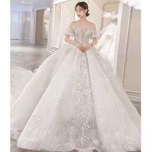 Abito da <span class=keywords><strong>sposa</strong></span> principale con spalle scoperte <span class=keywords><strong>sposa</strong></span> grande ragazza piccola francese abito da <span class=keywords><strong>sposa</strong></span> leggero da sogno - Product Image 4