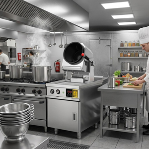 Robot de cuisine automatique en acier inoxydable de 360 mm, machine à riz frit, wok, cuisinière à gaz commerciale pour restaurant, cuisinière numérique - Product Image 1
