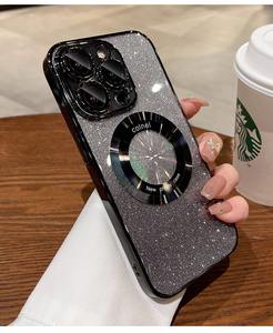 Pour <span class=keywords><strong>iPhone</strong></span> 16 15 13 pro max papier pailleté dégradé transparent magnétique étui de protection galvanoplastie <span class=keywords><strong>loupe</strong></span> couverture - Product Image 3