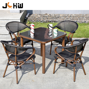 Moderno ristorante terrazza mobili in Rattan alluminio francese bistrot tavolo <span class=keywords><strong>da</strong></span> pranzo e <span class=keywords><strong>sedie</strong></span> <span class=keywords><strong>da</strong></span> <span class=keywords><strong>giardino</strong></span> all'aperto sedia - Product Image 4