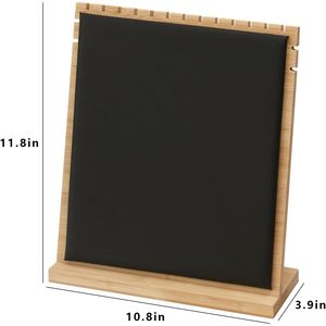 Justsoso Bamboo Necklace <b>Display</b> Stand Wood Jewelry Holder Black Pu Modern Rectangular Tabletop Organizer - Product Image 6