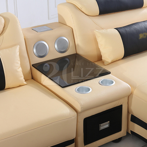 Conjunto de Sala de estar supermoderno, sofá grande de cuero con LED en forma de U, con reproductor de música - Product Image 6