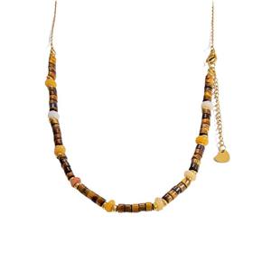 Collier en pierre naturelle, chaîne de clavicule en or 18 carats, chaîne de pull tendance, bijoux automne-hiver - Product Image 5