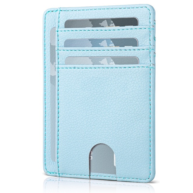 Free Sample Women Custom Logo Color PU Leather Card Holder Slim Credit Cardholder Wallet Slim RFID Blocking Credit Card Holder