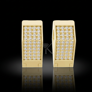 Angular Multi Row Lab Grown Diamond Pave in <b>Solid</b> Gold Huggee <b>Hoops</b> <b>Earrings</b> Elegant Minimalist Fine Jewelry Perfect For Her - Product Image 1