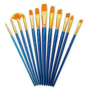 Ensemble de pinceaux pour artistes Bonvada, 10 pièces, pointe ronde, plate et pointue, poils en nylon, pinceaux pour peinture acrylique avec manches en bois, logo personnalisé - Product Image 1