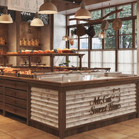 Comptoir de Bar Personnalisé en Bois pour Torréfaction de Café, Vitrine d'Exposition avec Éclairage LED pour Boulangerie, Café et Magasin