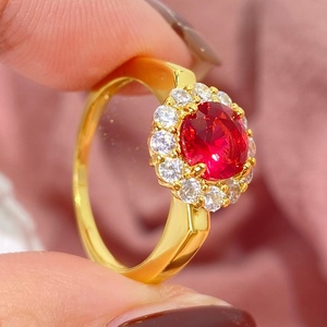 Bagues de promesse tendance plaquées or, brillantes, classiques, en zircon cubique, pour femmes - Product Image 2