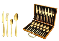 Ensemble de couverts vintage en acier inoxydable personnalisé de 24 pièces, cuillère, fourchette, couteau pour hôtel et restaurant, vente en gros