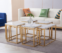 Ensemble de table classique pour salon, ensemble de table basse, meubles en acier inoxydable