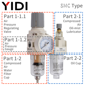 Régulateur de filtre YIDI AC2010-02 SMC, unité de préparation d'air à deux composants, raccord fileté G, <span class=keywords><strong>accessoires</strong></span> pneumatiques, 1 an - Product Image 6