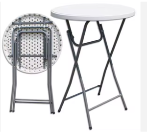 <span class=keywords><strong>Table</strong></span> de bar ronde en plastique blanc pliable avec cadre en <span class=keywords><strong>fer</strong></span> pour fête en plein air - Product Image 4