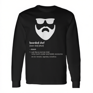Camiseta de Chef con Barba de Manga Larga, Camiseta Promocional con Diseño de Barba para Cocineros - Product Image 2