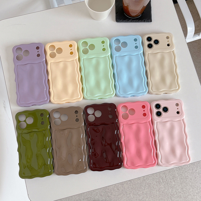 Luxury Electroplated Wine Stone Pattern Phone Case for iPhone 13 14 15 16 17 Pro Max Wave Edges Shockproof Soft Back Cover