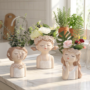 Vaso da Fiori Decorativo 'Girl Thinking' da 10 Pollici, Fioriera per Balcone e <span class=keywords><strong>Giardino</strong></span> con Foro di Drenaggio, Vasi da Esterno - Product Image 1