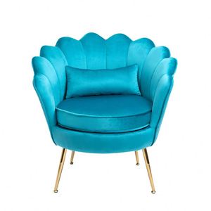 Sillas de salón de tela de lujo con forma de flor moderna al por mayor, silla decorativa de terciopelo gris con reposabrazos para muebles de sala de estar - Product Image 5
