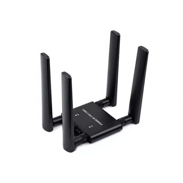 5G DONGLE Expansion Board, USB 3.2 Port, Aluminum Alloy Case, Quad Antennas, Onboard M.2 Key B Interface, Options for 5G Module