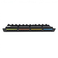 Panel Patch Jaringan LAN Ethernet Cat6 UTP RJ45 24-Port Baja Rol Dingin 19 inci 1U K&R 8P8C untuk Rak
