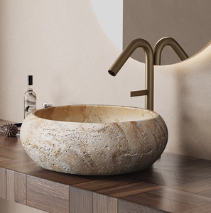 Lavabo Ovale in Pietra Naturale Stile Wabi-sabi, Piano d'Appoggio Artistico per Hotel, Guesthouse e Sale Campione Creative - Product Image 2