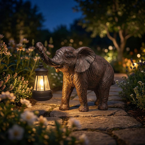Estatua de Elefante con Linterna para Jardín, Elefante de Resina con Lámpara para Decoración de Patio y Caminos al Aire Libre, Regalo Único para Jardín - Product Image 1