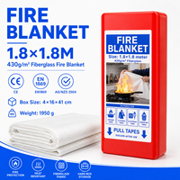 Couverture anti-feu murale 1,8 x 1,8 m en PVC, boîte rigide, fibre de verre 430 g/m² pour cuisines, stations d'urgence, commandes importantes