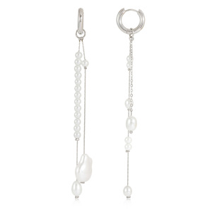Pendientes de acero inoxidable con borlas de perlas y perlas irregulares para uso diario - Product Image 5