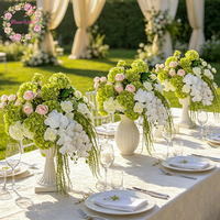 Boules de fleurs artificielles en soie de haute qualité, blanches et vertes, centres de table, style romantique, décorations pour mariages et fêtes