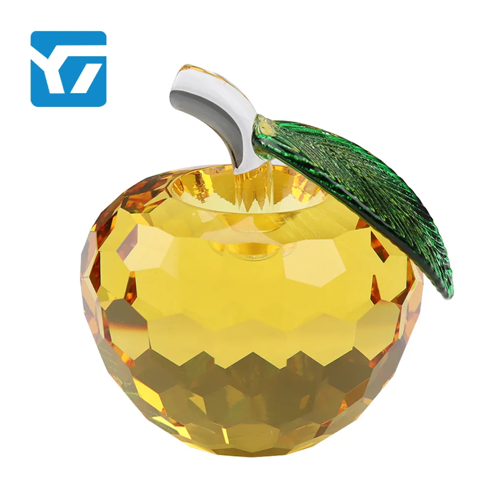 Wholesale high quality crystal glass apple Chinese art style Christmas gift crystal apple