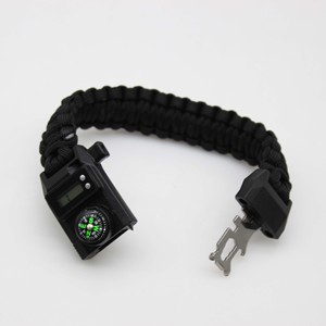 Bộ dụng cụ sinh tồn có thể điều chỉnh với đá lửa, la bàn, đồng hồ, còi, dù, dây thừng, búa phá kính bằng thép - Product Image 2