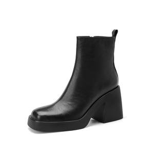 Chaussure unique artisanale en cuir véritable, style rétro, à bout rond, avec grande boucle de ceinture, imperméable, à semelle souple, antidérapante et durable - Product Image 1