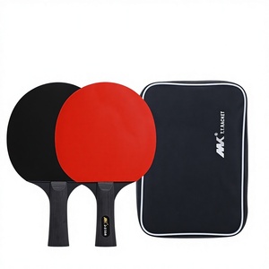 Raquettes de tennis de table Direct Sales MK <span class=keywords><strong>3</strong></span> étoiles pour la compétition, en peuplier, paire, poignée horizontale, caoutchouc à picots, trois balles - Product Image 1
