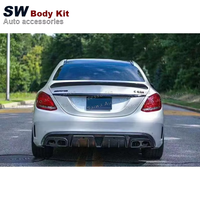 Diffuseur arrière en fibre de carbone style B pour Mercedes-Benz Classe C W205 C63 4 portes 2015-2021, couvre-bordure de pare-chocs arrière