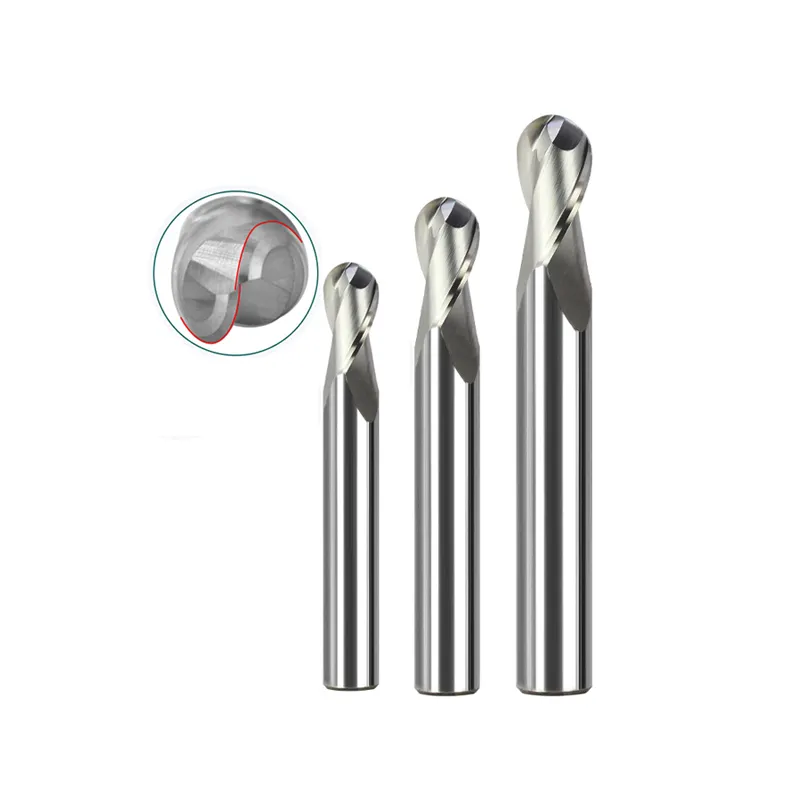 Factory Direct Sale Carbide 2 Flute End Mill Solid Radius End Milling HRC55 Ball Nose End Mill For Aluminium