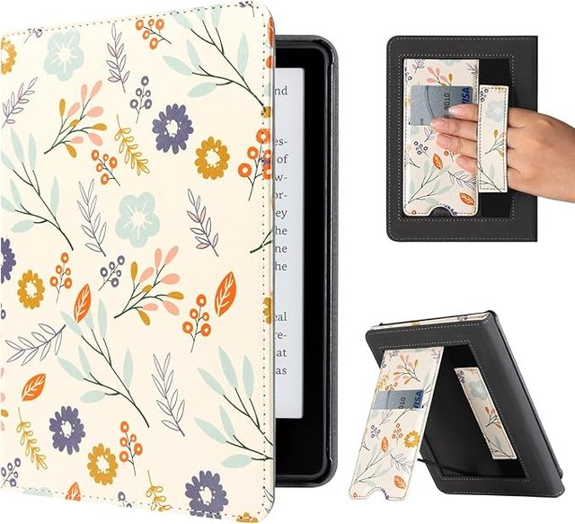 All New PU Leather Cover With Auto Sleep Wake Hand Strap Card Slot for Kindle 2024/2022 11th Gen E-Reader Case Fits 6" Inch