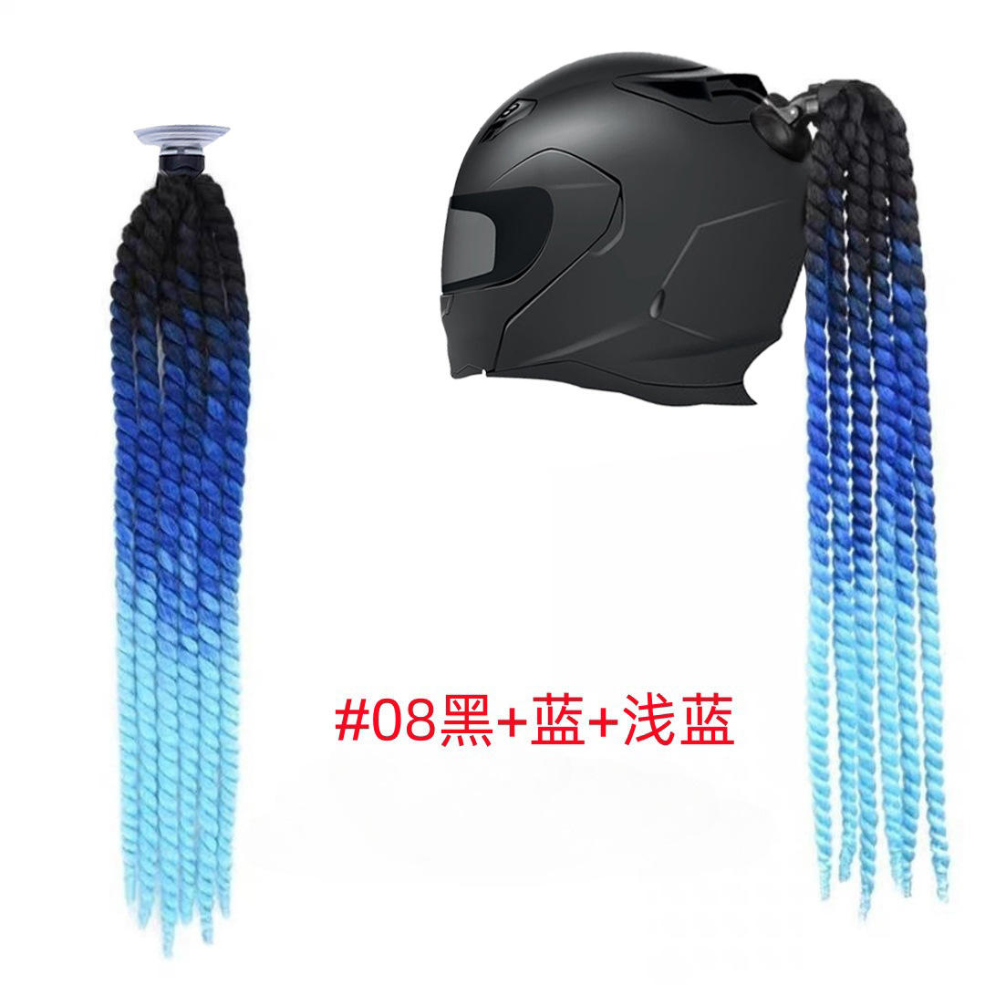 Type a helmet twist braid [black + blue + light blue]