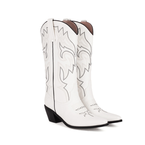 Bottes Western CHENO personnalisées avec logo brodé 2026, style cowboy/cowgirl, vegan, été, blanc/noir, pour femmes - Product Image 2