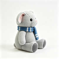 Jouet en peluche souris tricotée de haute qualité, vente en gros de jouets en peluche animaux tricotés, souris en peluche tricotée en gros