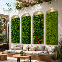 Mur végétal artificiel en plastique anti-UV de haute qualité YM, décoration de fond en herbe verte artificielle pour l'intérieur et l'extérieur