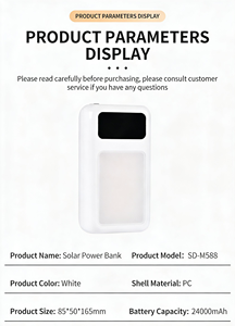Batterie externe solaire personnalisée 24000 mAh LiFePO4, charge rapide 100W pour iPhone, lampe torche LED, urgence extérieure - Product Image 5