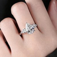 Anillo de compromiso SGARIT personalizado con diamante cultivado en laboratorio, oro de 14k, certificado IGI, VVS D, 2ct, estilo tres piedras, anillo para boda o fiesta.