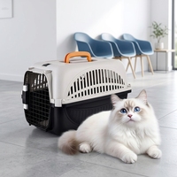 Boîte de transport pour chat approuvée par les compagnies aériennes en plastique avec poignée, cage de transport pour animaux de compagnie et cages de voyage avec porte en métal