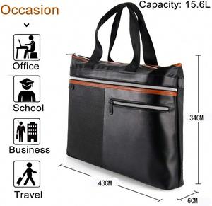 CUSTOM Men's Fireproof Briefcase Portable Handle Large Capacity File Document Bag Two-Layer Zippers Patterned <b>Folder</b> Filing - Product Image 3