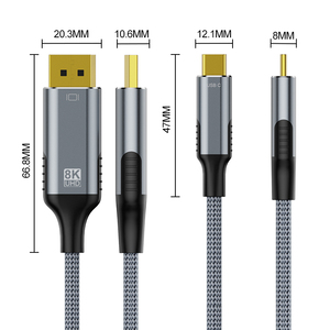 Cao Cấp Bện Loại-C A337-2 Dp <span class=keywords><strong>Adapter</strong></span> Cable PVC Cao Cấp 8K UHD 60Hz 4K 120Hz 8K <span class=keywords><strong>USB</strong></span> C Cho HDMI Cáp <span class=keywords><strong>Microphone</strong></span> Màn Hình - Product Image 2