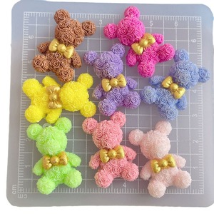 <span class=keywords><strong>Kawaii</strong></span> roosbloembeer harscharms met gouden glitter strik voor DIY crèmelijm en telefoonhoesdecoratie - Product Image 5
