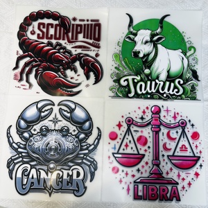 Vinilos Termoadhesivos de Dibujos Animados de Alta Calidad, Personalizados <span class=keywords><strong>para</strong></span> Transferencias, 12 Signos del Zodíaco, <span class=keywords><strong>para</strong></span> Uso en Prendas, Lavables - Product Image 1