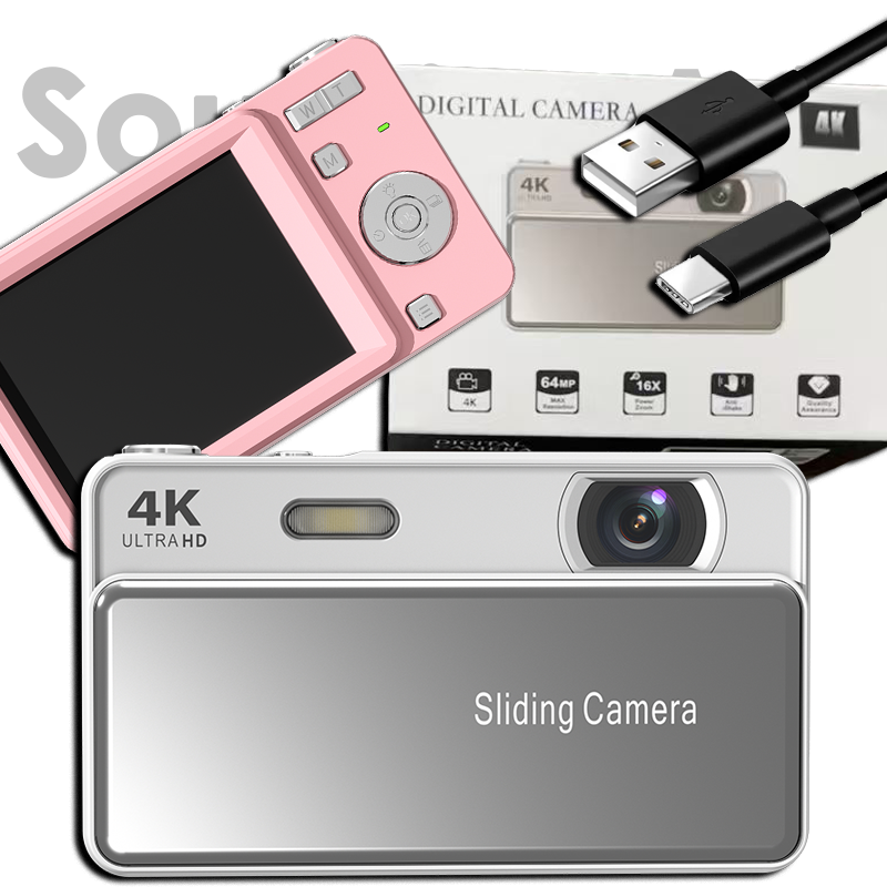 Search Sourcingark 4K Digital <strong>Camera</strong> Photography 64MP Vlogging 16X Zoom Sliding Dual Screen CCD Sensor for Student Gift M15