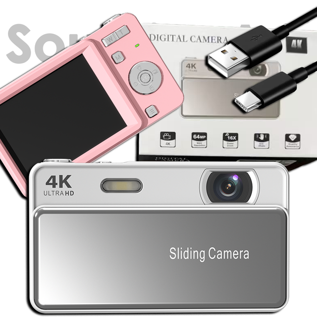 Search Sourcingark 4K Digital Camera Photography 64MP Vlogging 16X Zoom Sliding Dual Screen CCD Sensor for Student Gift M15