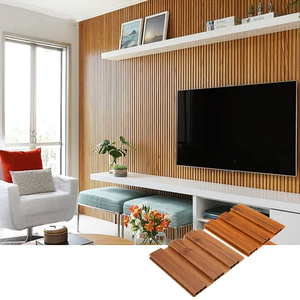 Ev kapalı dekorasyon ahşap tahıl PVC yivli duvar paneli kurulu iç dekor ahşap plastik kompozit WPC duvar paneli kaplama - Product Image 4