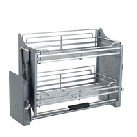 Panier coulissant vertical pour tiroir de cuisine, organisateur de placard à 2 niveaux, collecteur de condiments pour cuisine